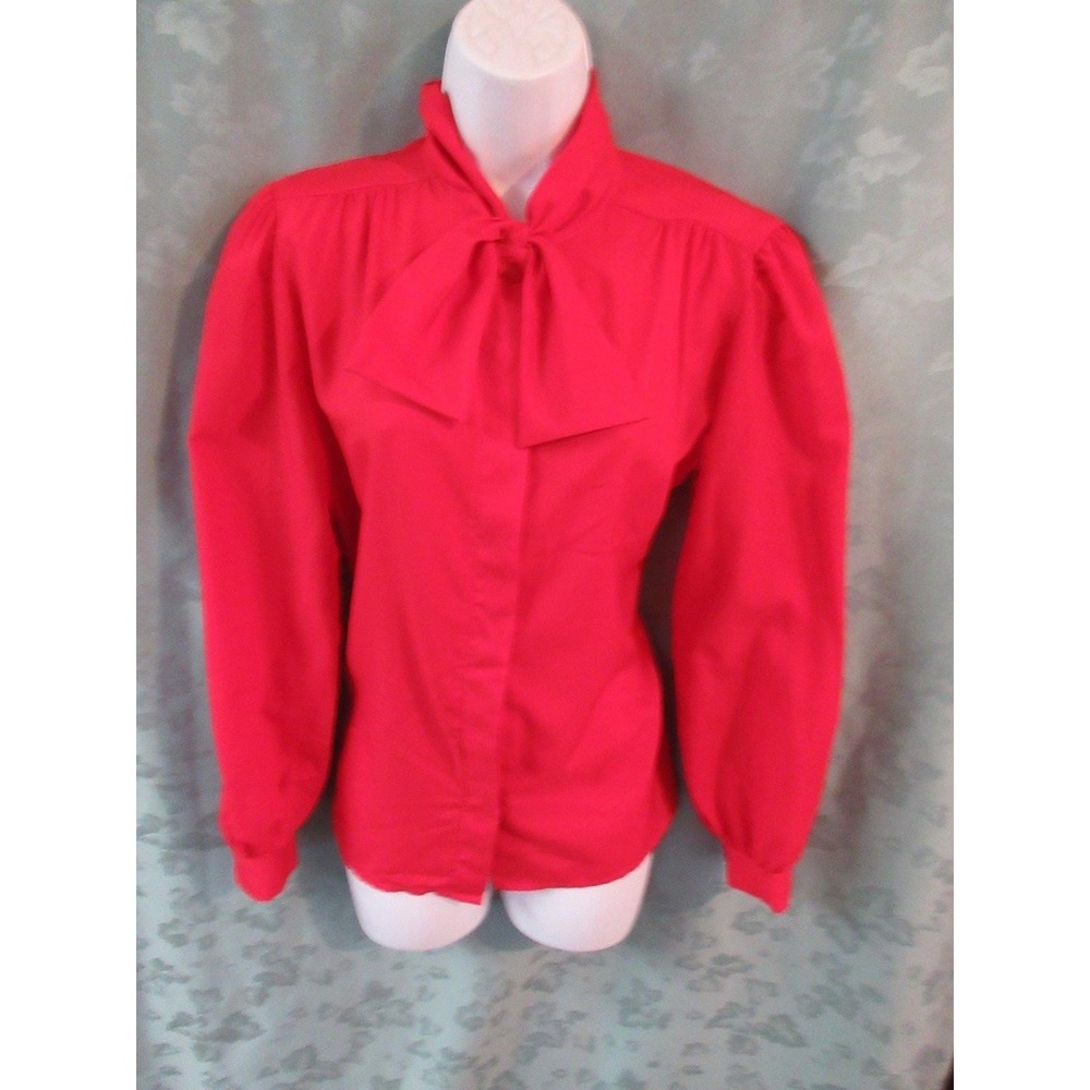 Vintage 80's Alicia Career Blouse Size 10 Bow Secretary